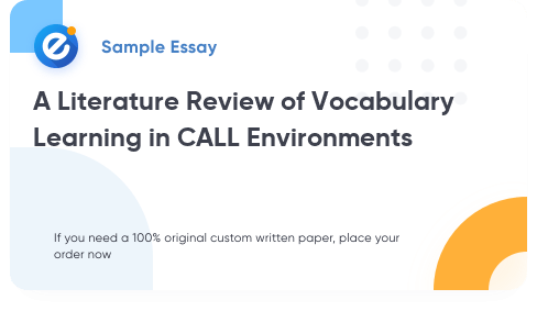 Free «A Literature Review of Vocabulary Learning in CALL Environments» Essay Sample